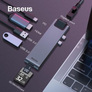 Baseus 7 in 1 Type C to Multi USB 3.0 HDMI Adapter USB Splitter Thunderbolt 3 Dock RJ45 HUB Flash Sale