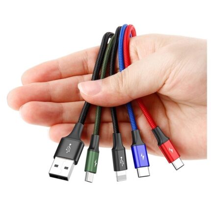 Baseus 4 in 1 Rapid Series Cable ( 2 Type C, 1 Lightning,1 Micro USB) Cable