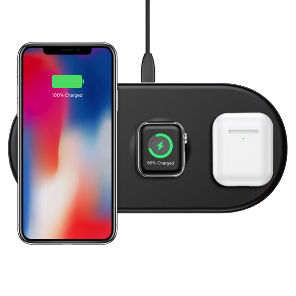 Baseus 3 In 1 Qi 10W Fast Wireless Charger For Smartphones, Apple Watch And Wireless Headphones Charger