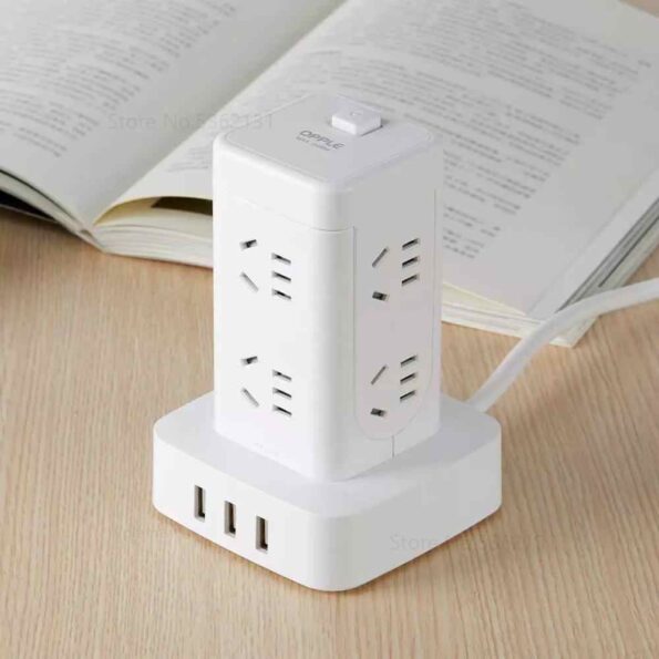 Youpin Multi Functional Vertical Outlet Tower Power Strip Power Development Save space 3 Bit USB Socket.jpg q50 4