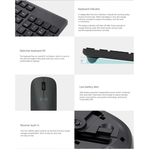 Xiaomi Mi WXJS01YM 104 Case 2.4GHz 1000DP Wireless Keyboard Mouse Set Accessories