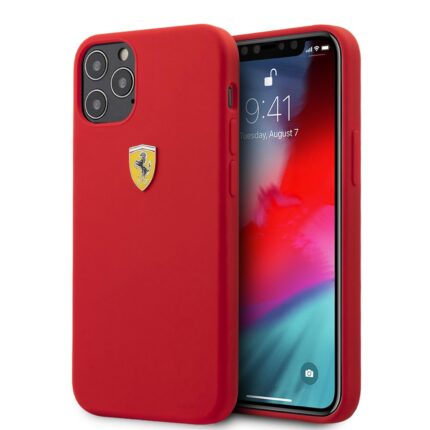 Ferrari Silicone Hard Case On Track With Soft Microfiber Interior for iPhone 12 Series Cover & Protector