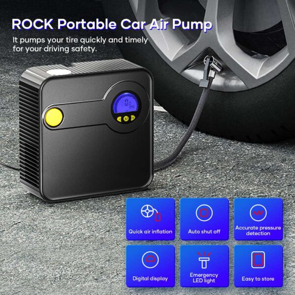 ROCK DC 12V Portable Inflator Pump Car Air Compressor Car Accessories
