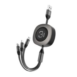 ROCK G3 3 in 1 Charge & Sync Cable 1200mm –  Black Cable