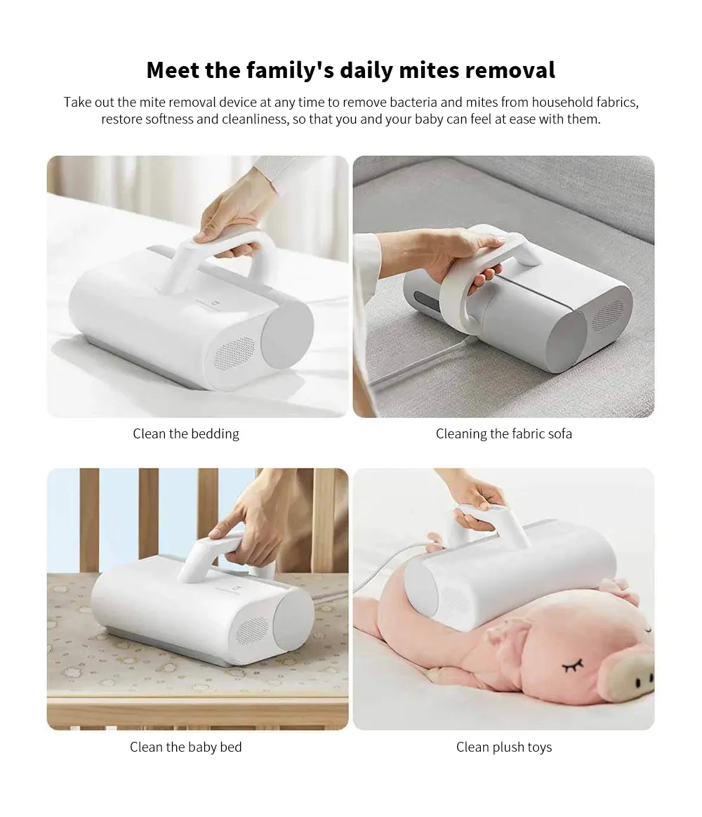 XIAOMI MIJIA Mite Remover Brush for Home Bed Quilt UV Sterilization Disinfection Vacuum Cleaner 12000PA Cyclone Suction