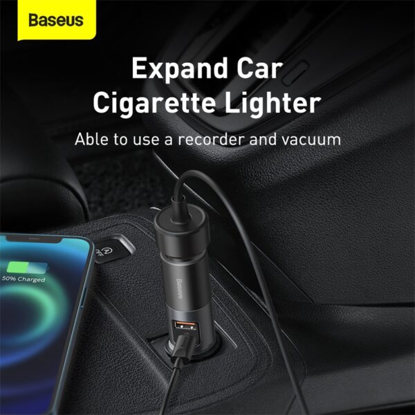 Baseus USB+Type-C 120W Share Together Fast Car Charger with Cigarette Lighter Expansion Port Car Accessories