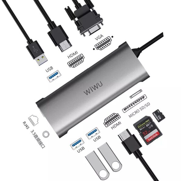 WiWU Alpha 11 in 1 Type-C Multi-functional Docking Station