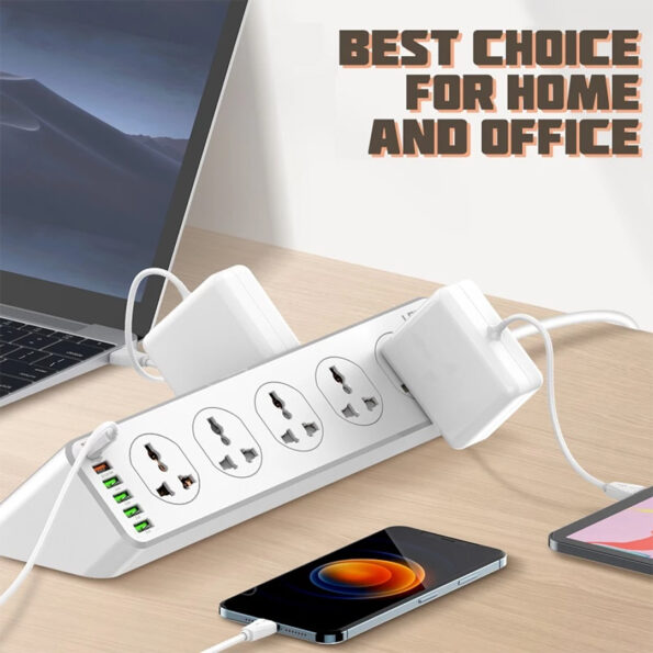 LDNIO SC10610 SURGE PROTECTION 30W 6-PORT USB CHARGER WITH 10 OUTLETS 5 USB-A 1 USB-C 200CM POWER CORD