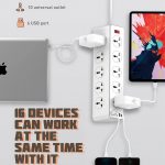 LDNIO SC10610 SURGE PROTECTION 30W 6-PORT USB CHARGER WITH 10 OUTLETS 5 USB-A 1 USB-C 200CM POWER CORD (1)