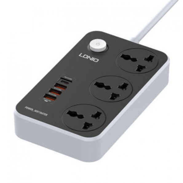 LDNIO SC3412 POWER STRIP WITH 3 AC SOCKETS + PD TYPE-C PORTS + 3 QC3.0 USB PORTS CHARGER