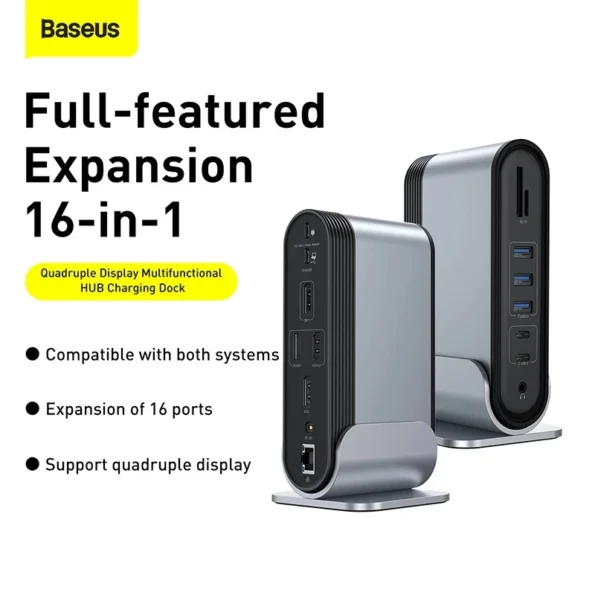 Baseus 16 in 1 Working Station Four-Screen Multifunctional Type-C HUB Adapter