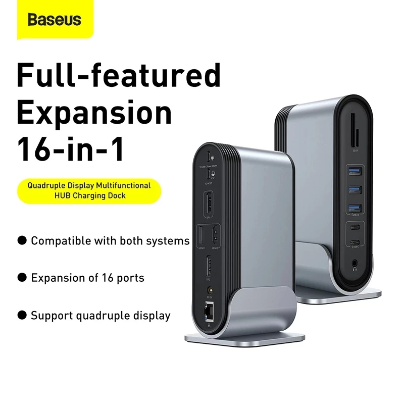 Baseus 16 in 1 Working Station Four-Screen Multifunctional Type-C HUB Adapter Hubs
