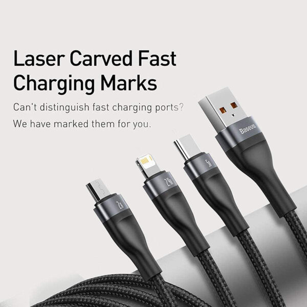 Baseus Flash Series One-for-Three 66w Fast Charging Data Cable Cable