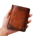 Official Dante Men’s Genuine Leather RFID Blocking Business Card Holder Anti Theft Vertical Wallet Bags | Sleeve | Pouch