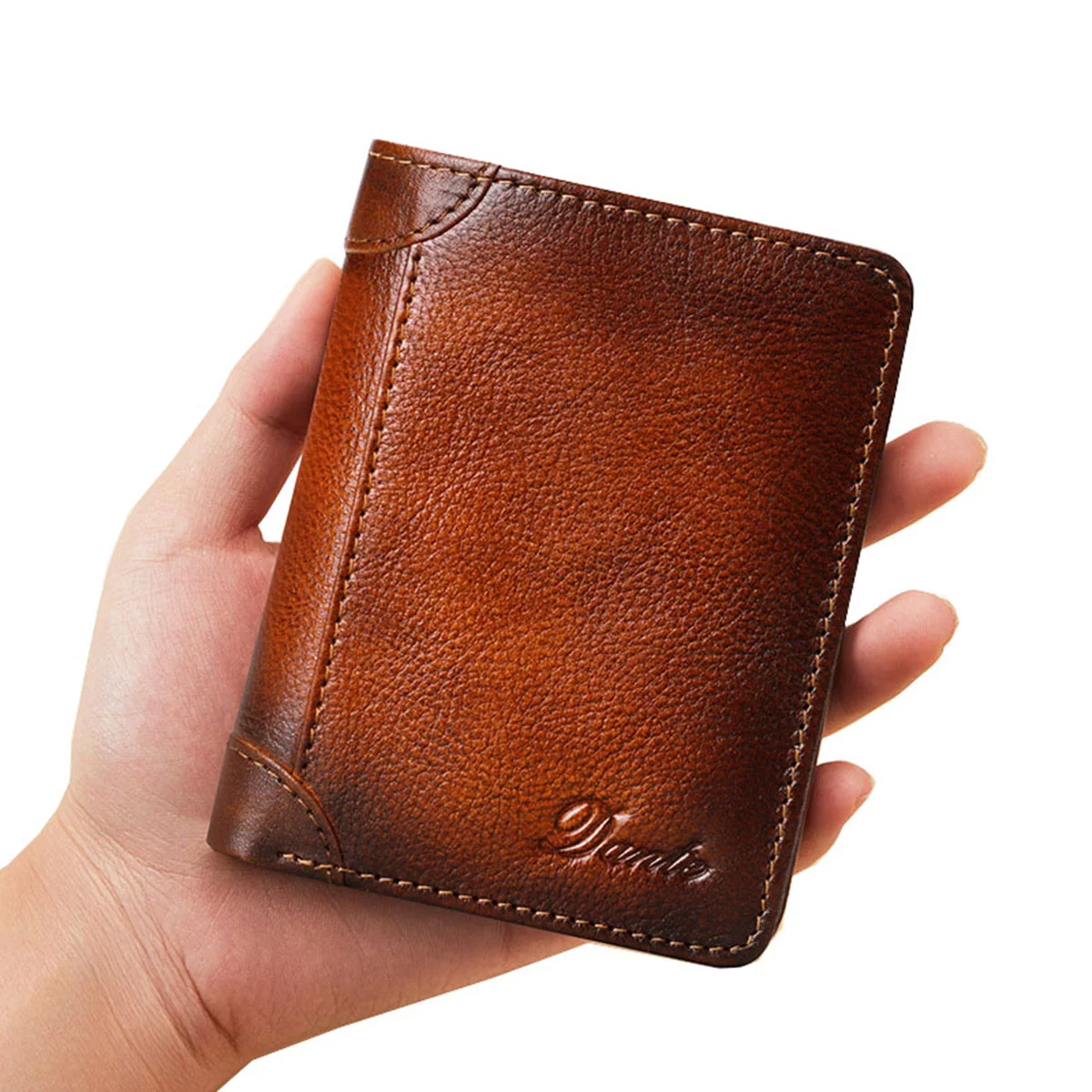 Official Dante Men’s Genuine Leather RFID Blocking Business Card Holder Anti Theft Vertical Wallet Flash Sale