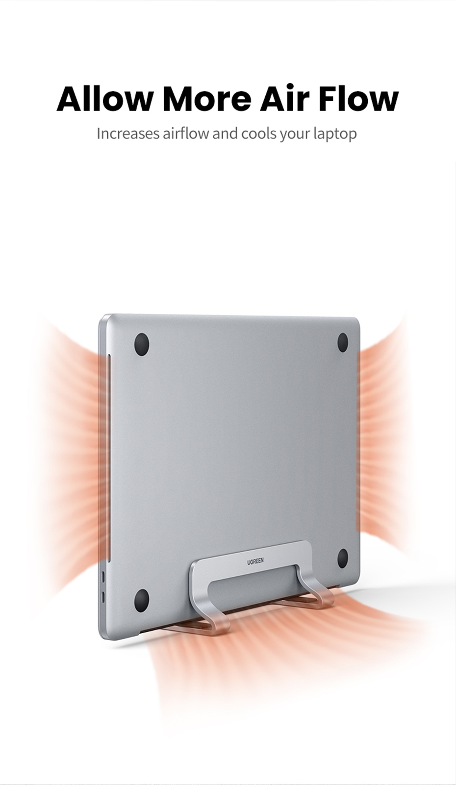 UGREEN Vertical Aluminum Foldable Laptop Stand Holder