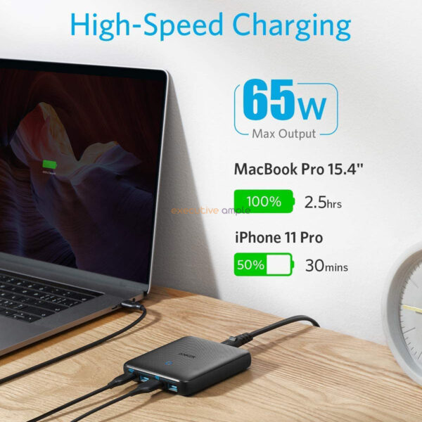 Anker Powerport Atom Iii Slim (Four Ports) 65W 4 Port Piq 3.0 &Amp; Gan Fast Charger Adapter, Powerport Atom Iii Slim Wall Charger With A 45W Usb C Port, For Macbook, Usb C Laptops, Ipad Pro, Iphone, Galaxy, Pixel, And More Charger