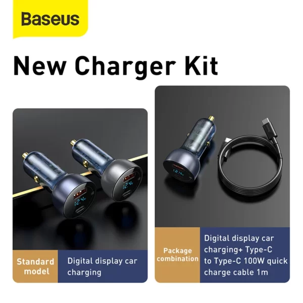 Baseus Car Charger 65W Particular Digital Display QC+PPS Dual Quick Charger Car Accessories