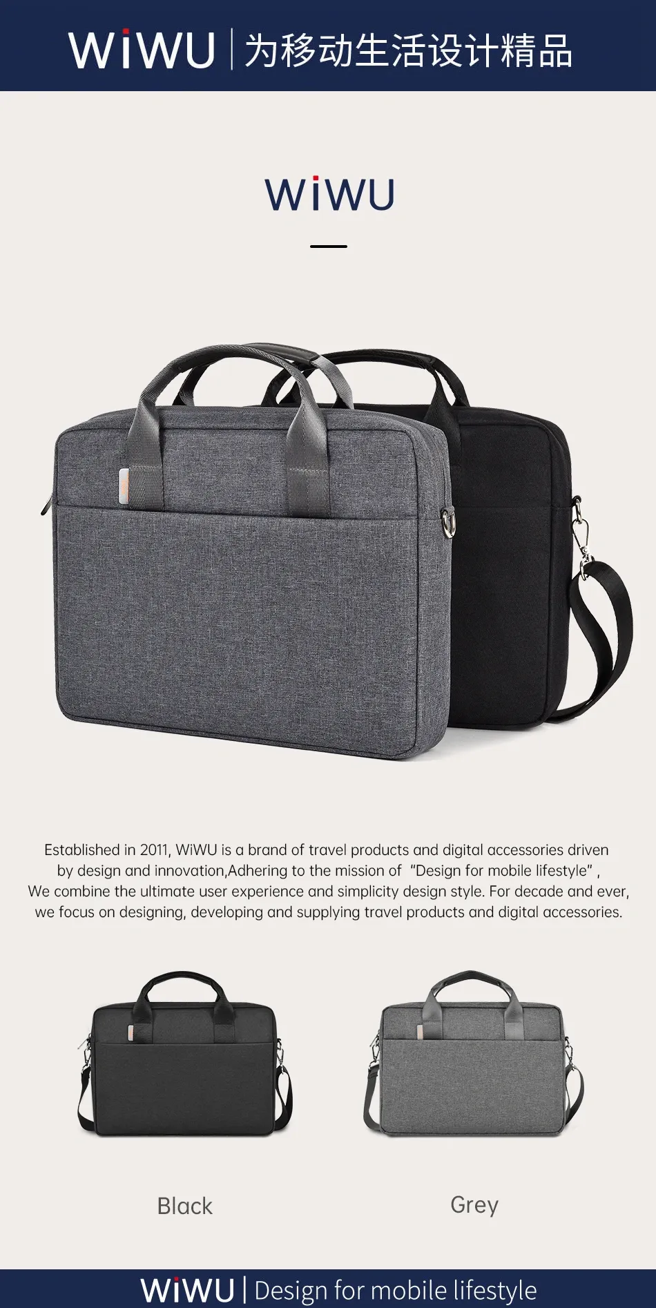 WiWU Multi-Pockets Large Capacity Minimalist Laptop and Macbook Bag Pro for 14 inch 15.4 inch 16 inch