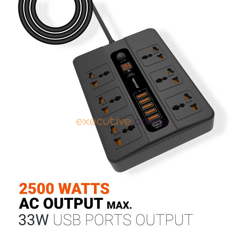 Porodo 5 Multi Port Super Hub 5 USB 6 AC Output 1 USB C PD 1