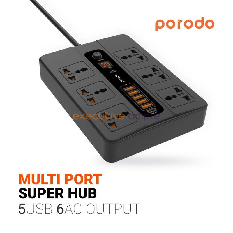 Porodo 5 Multi Port Super Hub 5 USB 6 AC Output 1 USB C PD 2