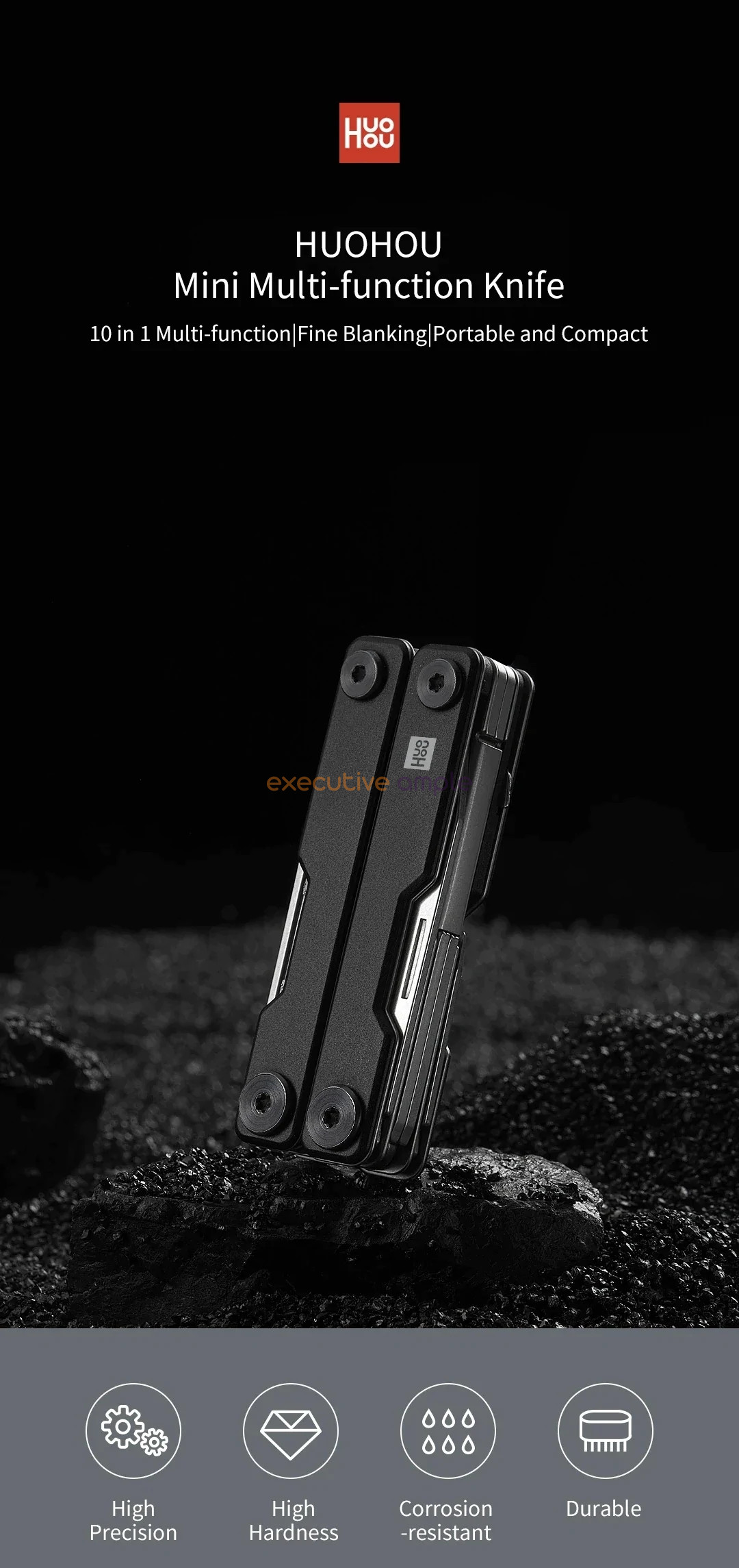 Xiaomi Huohou Mini 10 in 1 Multi Function Tools Stainless Steel Aluminum Pocket Folding Knife Set 1