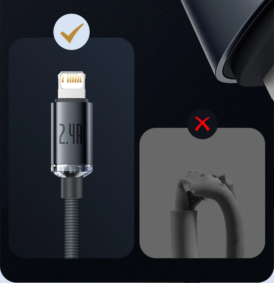 ea Baseus Crystal Shine Series Fast Charging Data Cable USB to Lightning Diff Series 2.4A 11