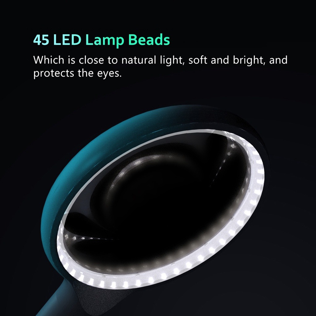 Xiaomi Handheld Magnifier 3X Smart Gravity Sensor with Optical Glass Magnifier 45 LED Lights Automatically Adjust Night Light Brightness