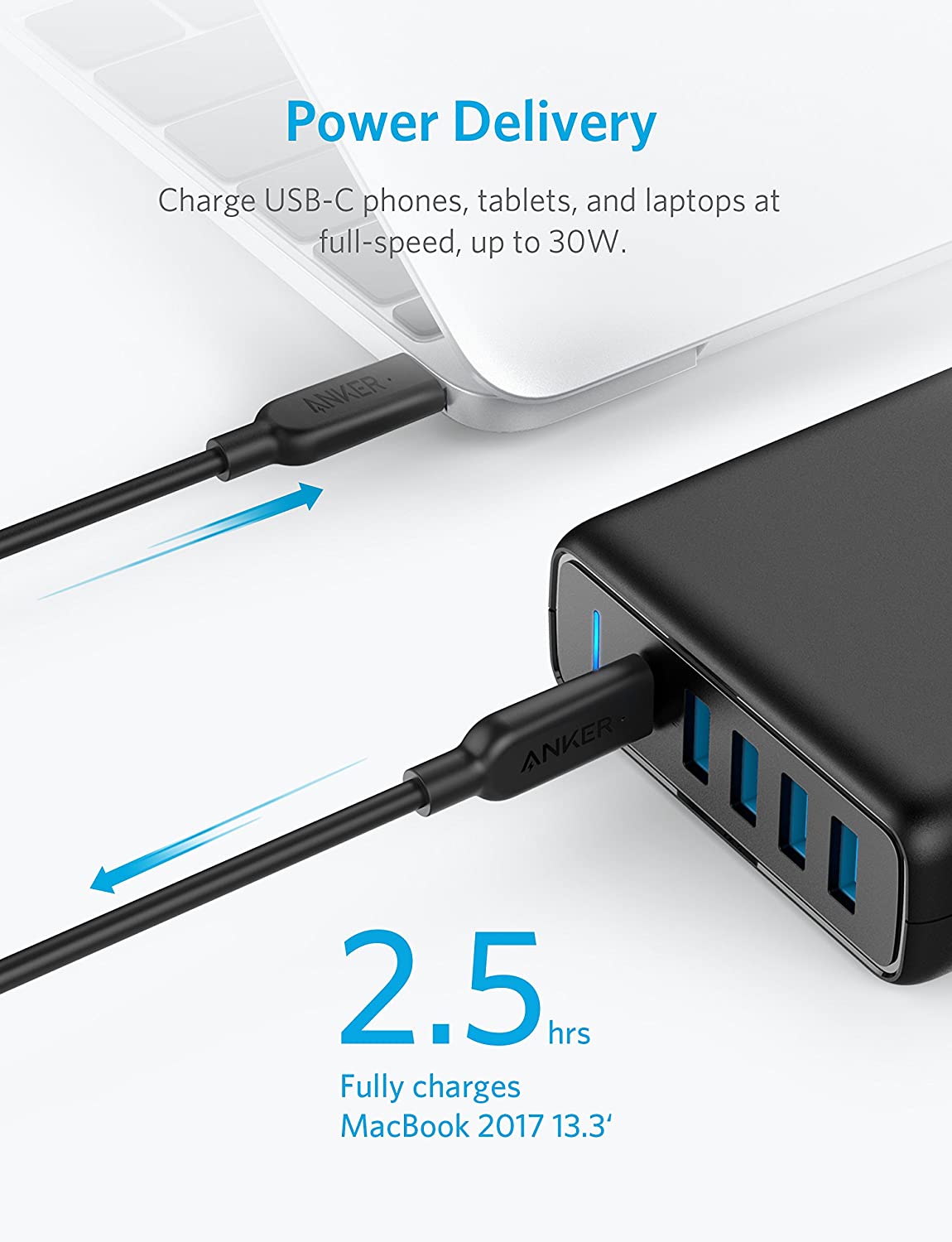 Anker PowerPort I PD with 30W 1PD and 60W 4 PIQ 5 Port Desktop Charger