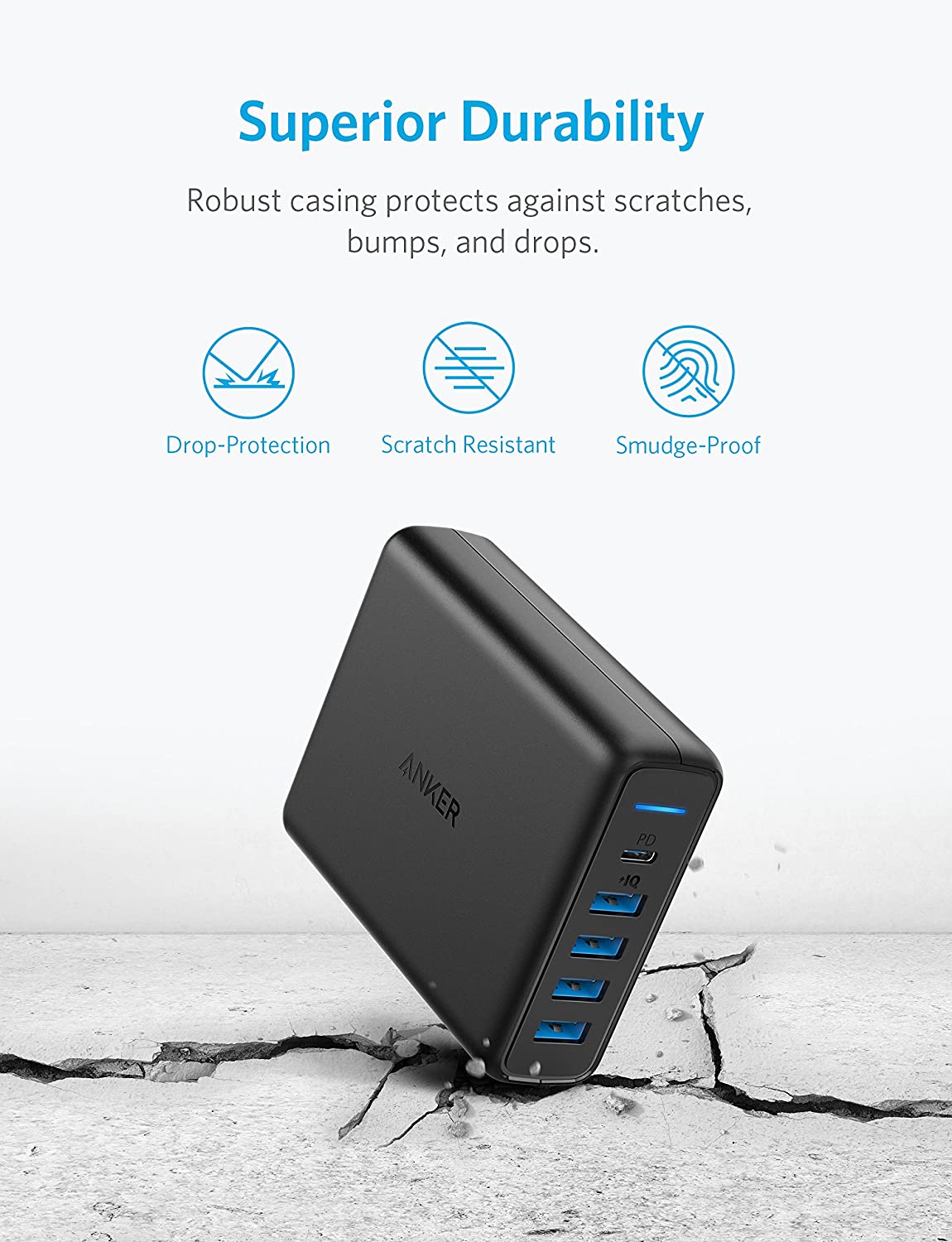 Anker PowerPort I PD with 30W 1PD and 60W 4 PIQ 5 Port Desktop Charger