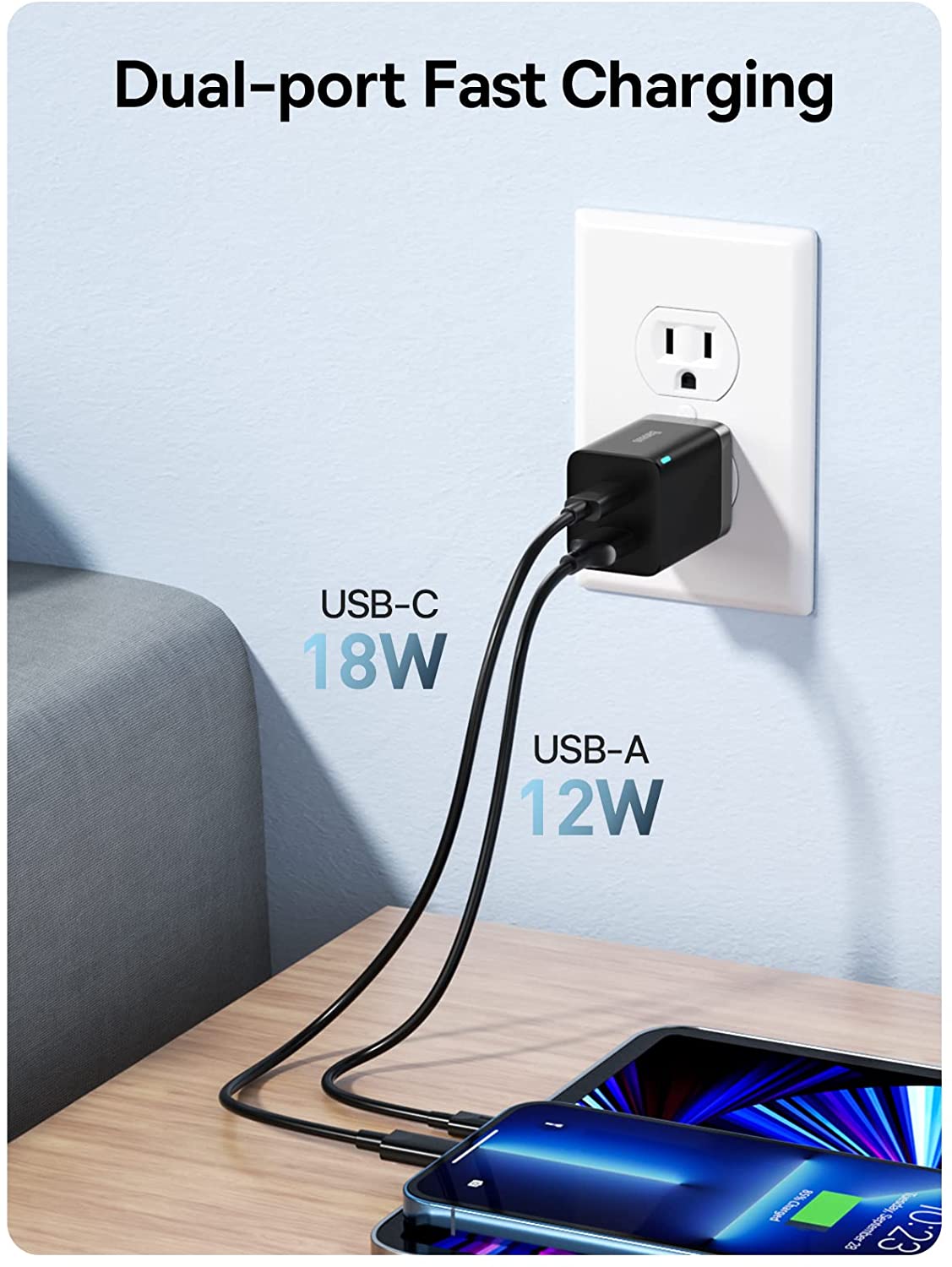 BASEUS Super Si Pro 30W Type-C and USB Dual Port Quick Charger