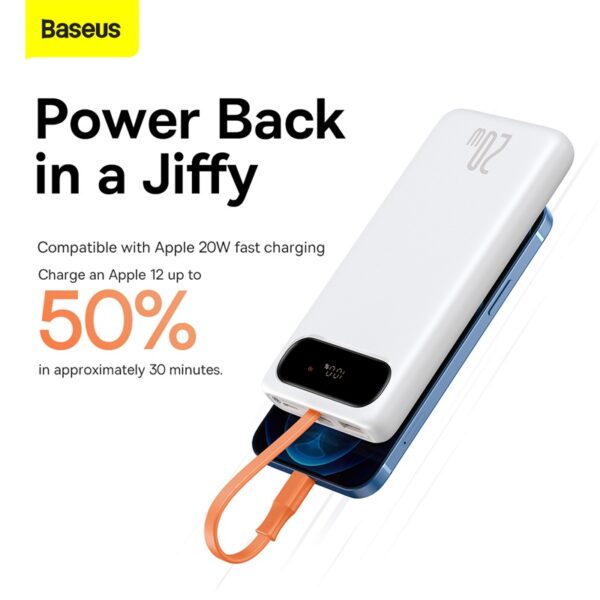 Baseus 10000/20000mAh 20W Power Bank Digital Display Quick Charge with Built-in Lightning Cable Baseus Charging Essential
