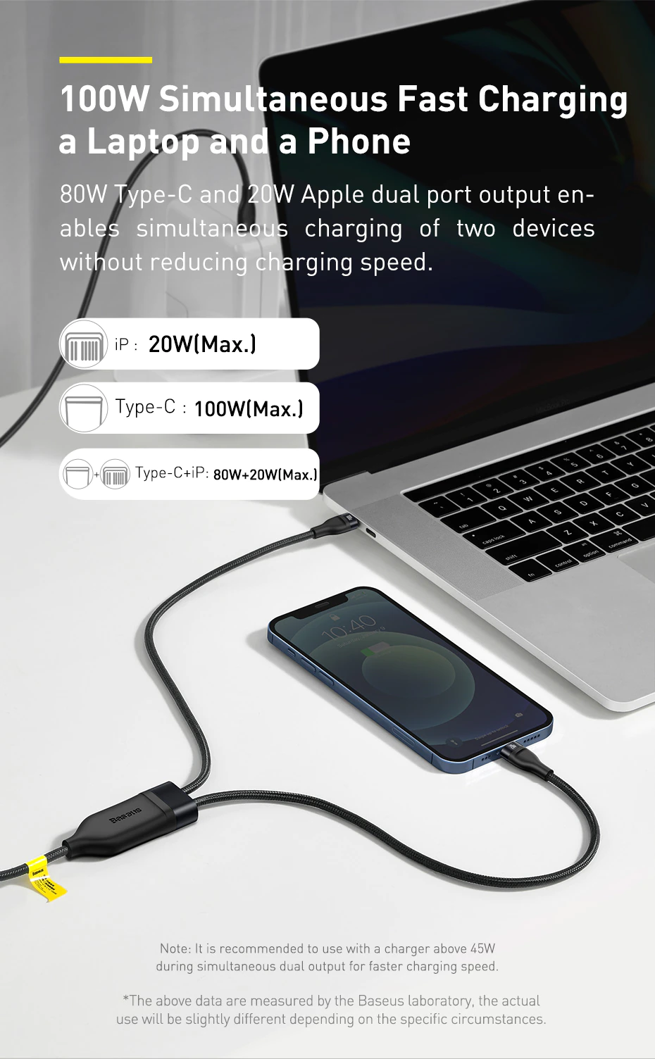 Baseus 100W Flash Series One-for-Two Fast Charging Data Cable