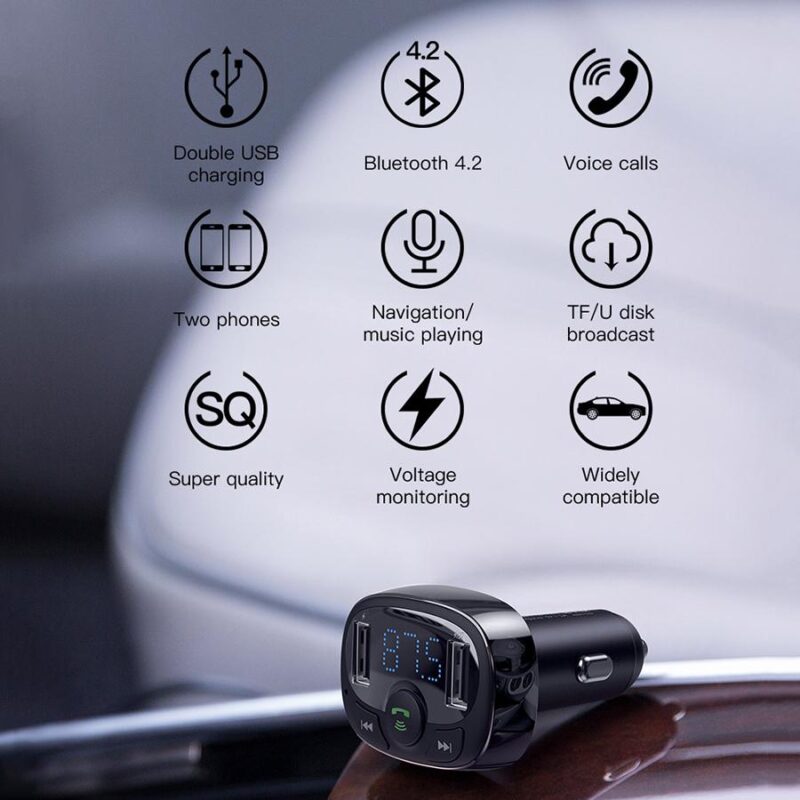 Baseus Bluetooth MP3 Car Dual USB Charger with FM Modulator