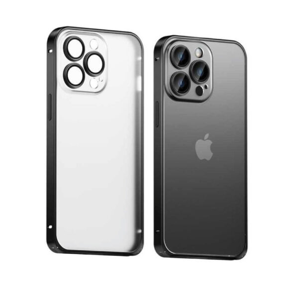 QY Metal Aluminum Bumper Matte Frosted Back PC With Camera Ring Glass Protection Protective Cover For iPhone 13/13 Pro/13 Pro Max