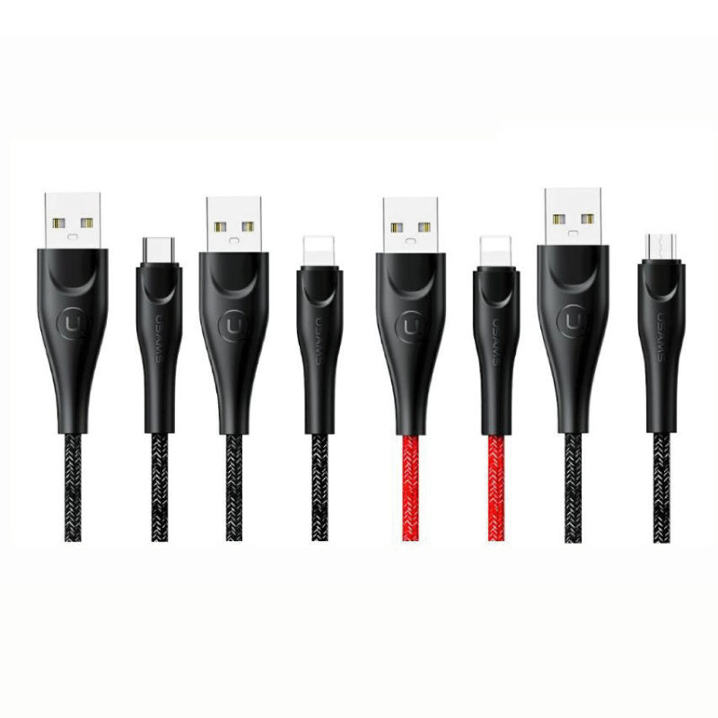Usams Us-Sj399 U41 Micro/Type-C/Lightning Braided Data And Charging Cable 3M-Black Cable