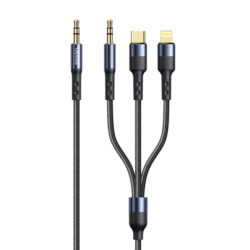 USAMS US-SJ556 3IN1 3.5mm + Type-C + Lighting to 3.5mm Audio Cable Music & Audio