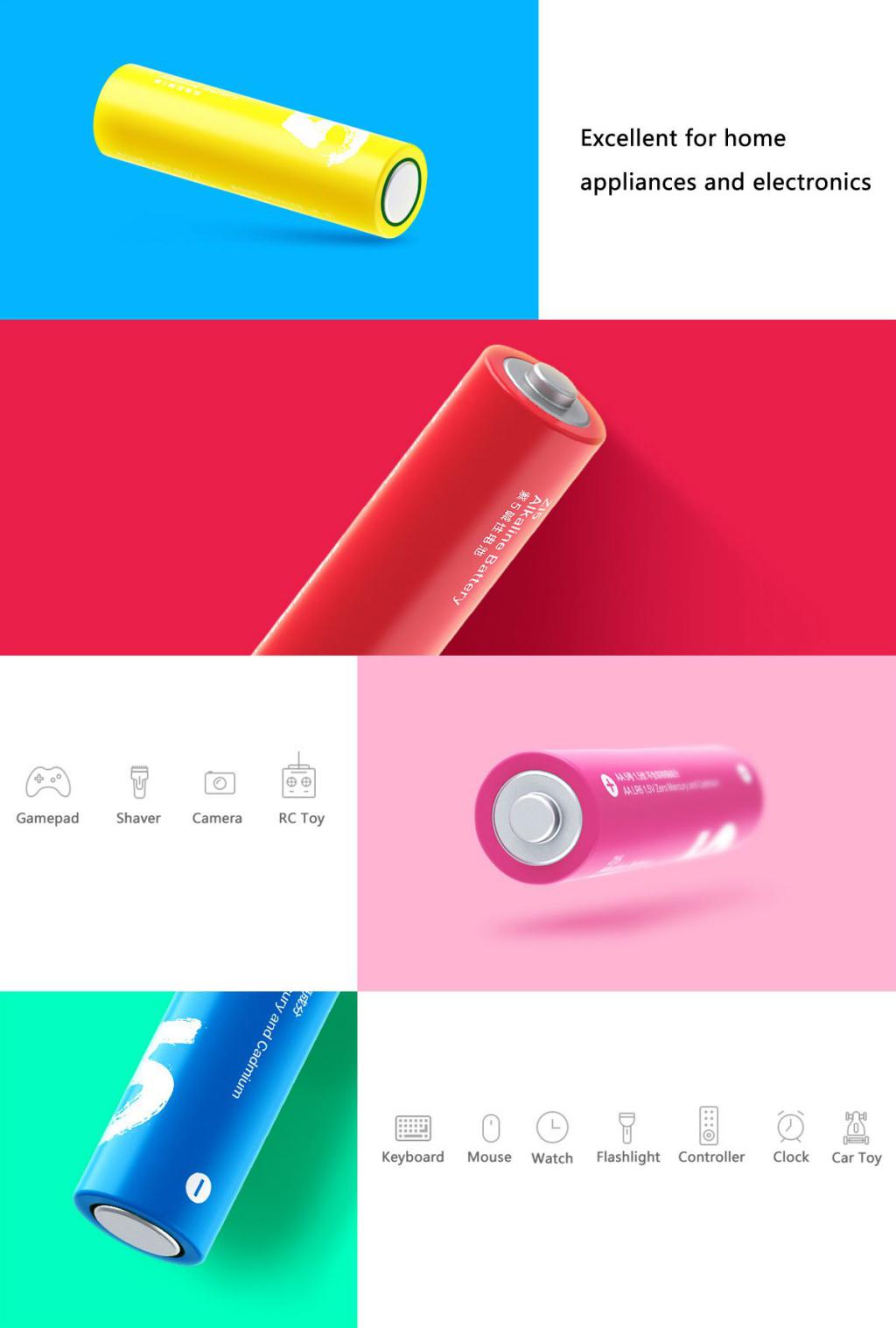 Xiaomi Zmi ZI5 Rainbow AA-AAA Alkaline Battery Set 10 Pcs