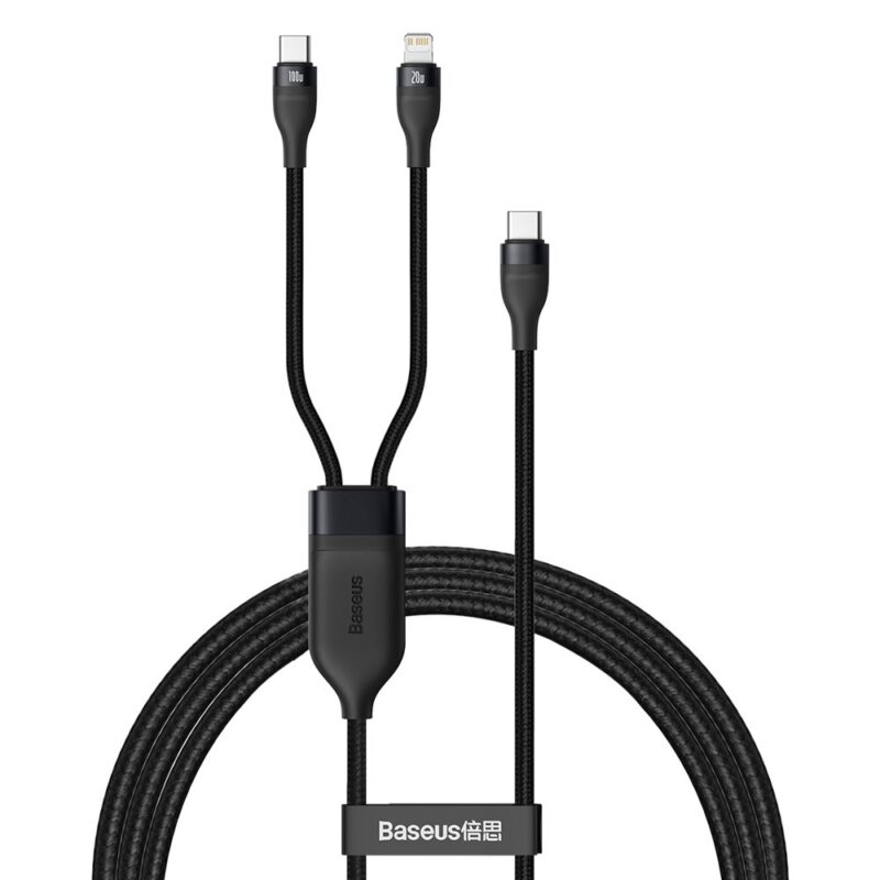 Baseus 100W Flash Series One-For-Two Fast Charging Data Cable Type-C To Lightning+Type-C Baseus Cable
