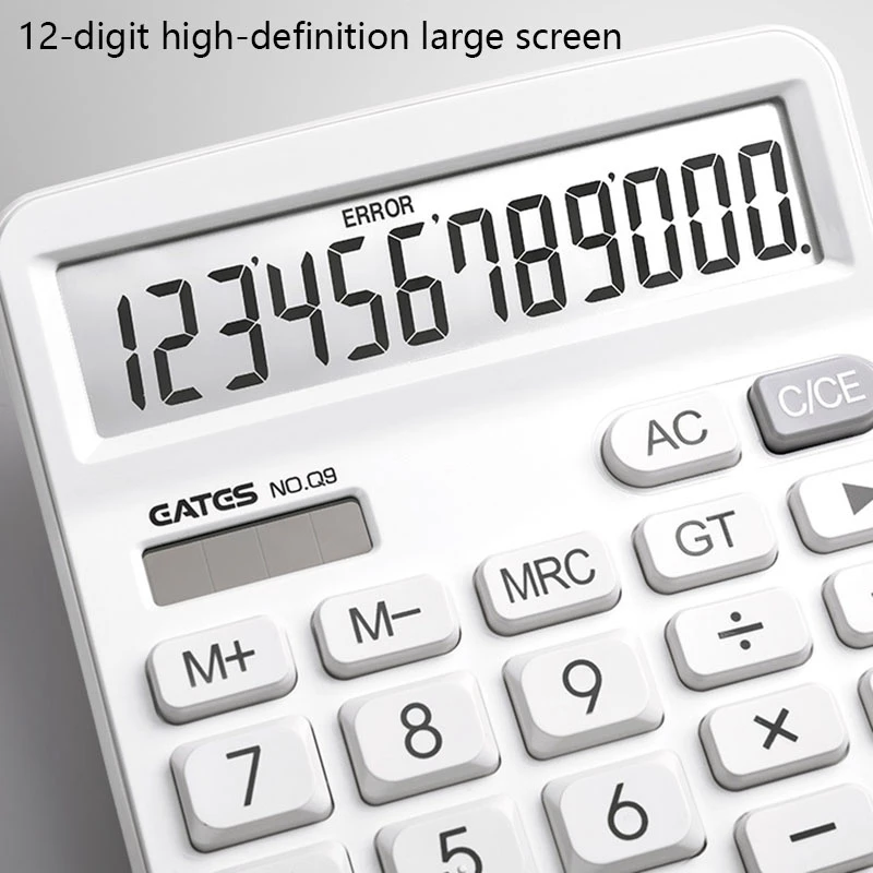 Eates Q9 Large Screen 12 digit Display Dual Power Simple Business Accounting Calculator