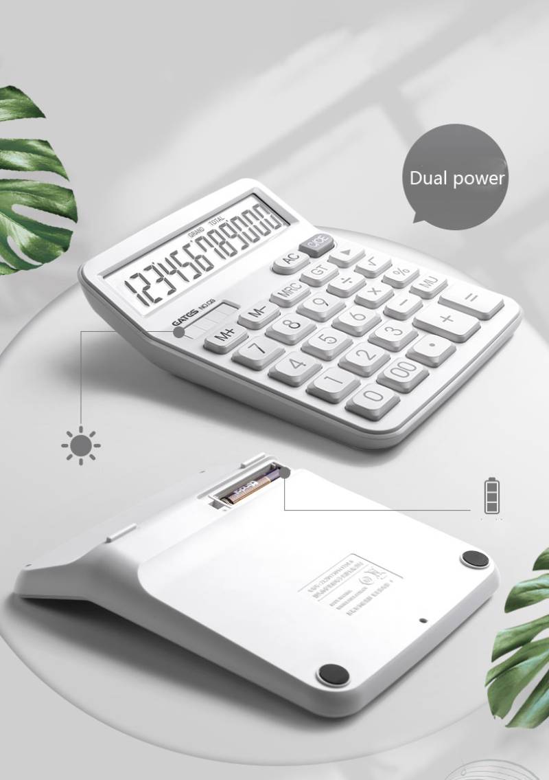 Eates Q9 Large Screen 12 digit Display Dual Power Simple Business Accounting Calculator