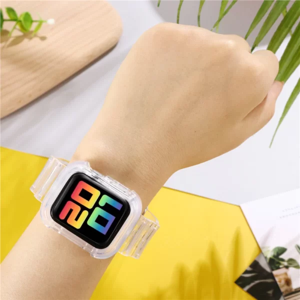Silicone Crystal Clear Strap With Case For Iwatch 44 / 45 / Ultra 49 Mm Silicone Crystal Clear Strap With Case Flash Sale