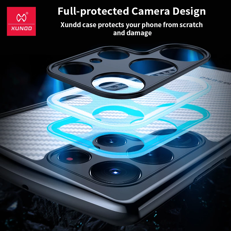 Xundd Airbag Drop-proof Shell Lens Protection Transparent Pattern Case for Galaxy S22/S22 Plus/S22 Ultra