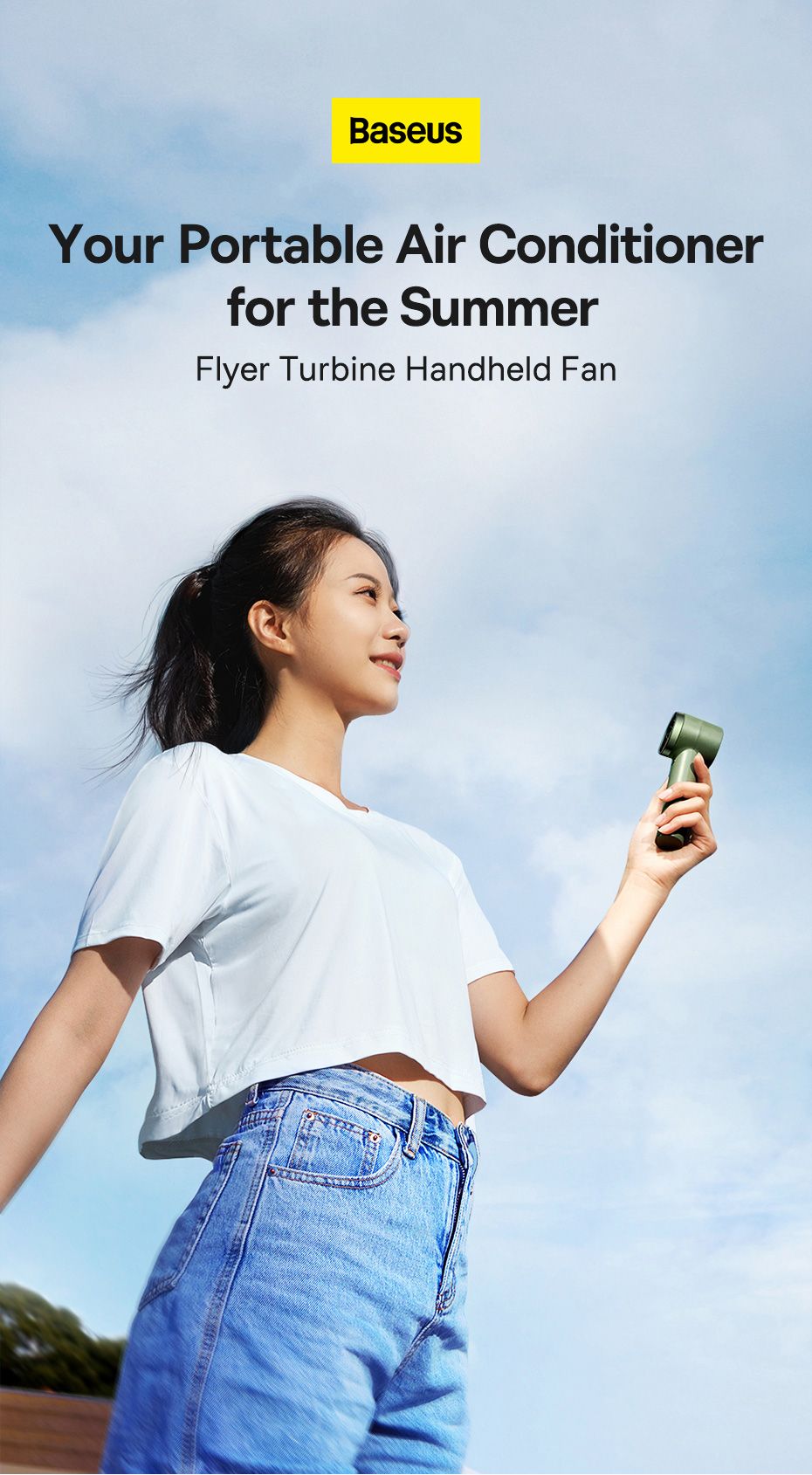 Baseus Flyer Turbine Handheld Fan With 4000mAh Power Bank
