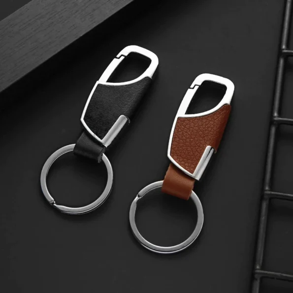 Luxury Leather Metal Clasp Creative Keychain Keyring