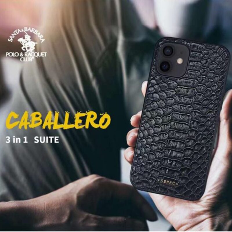 Santa Barbara Polo & Racquet Club 3 in 1 Classic Leather Snake Skin Pattern Case for iPhone 13 / 13 Pro / 13 Pro Max