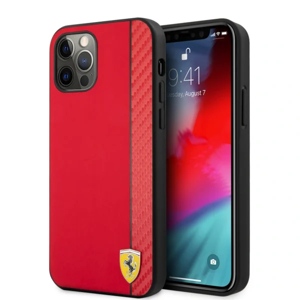 Scuderia Ferrari Leather Red On Track Collection with Strips Case iPhone 13 Pro Max Cover & Protector