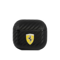 Scuderia Ferrari PC PU Carbon Yellow Shield Metal Logo Case for Airpods 3 AirPods 3 Cover & Protector