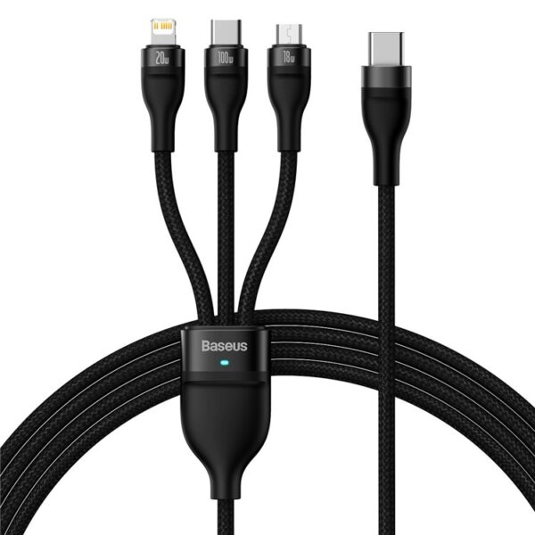 BASEUS Flash Series II 100W One-for-Three Type-C to Micro / Lightning / Type-C Fast Charging Cable