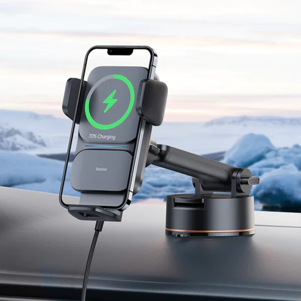 Baseus QI 15W Wisdom Auto Alignment Car Mount Wireless Charger Suction Base Version